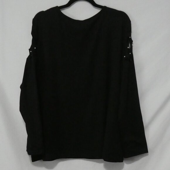 SHEIN - Curve | 2XL | Black V-Neck Top | Cut-Out and Embellished Bead Sleeves - Picture 2 of 14